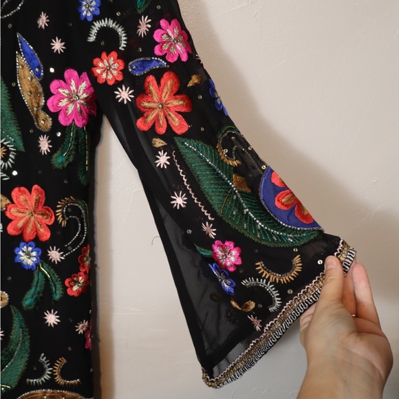 Alice + Olivia Eleonora Multicolored Embroidered Celeb Favorite Mini Dress Small - Picture 9 of 13